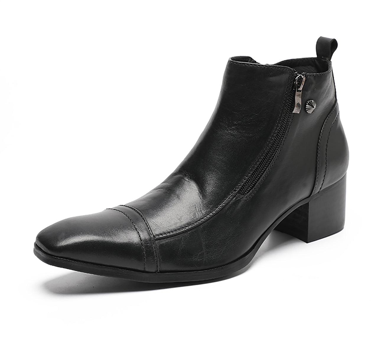 Botas occidentales con puntera y cremallera para hombre 
