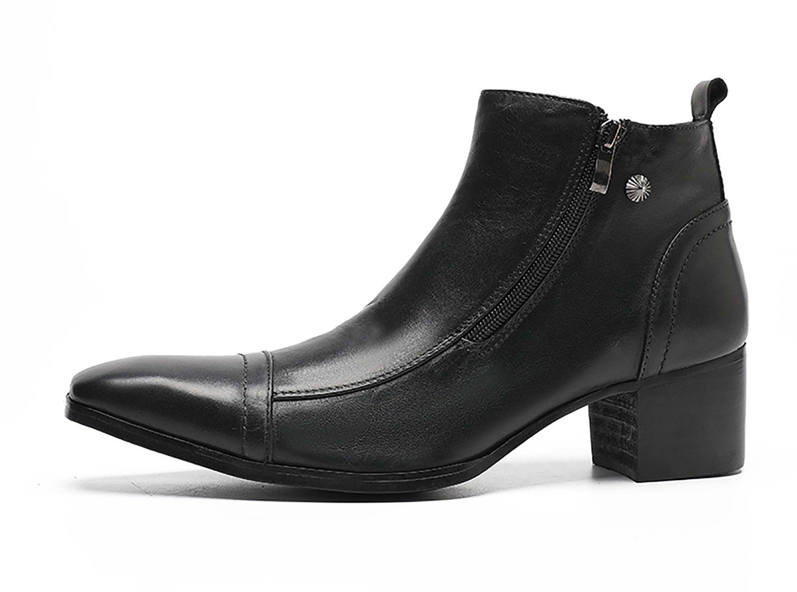 Botas occidentales con puntera y cremallera para hombre 