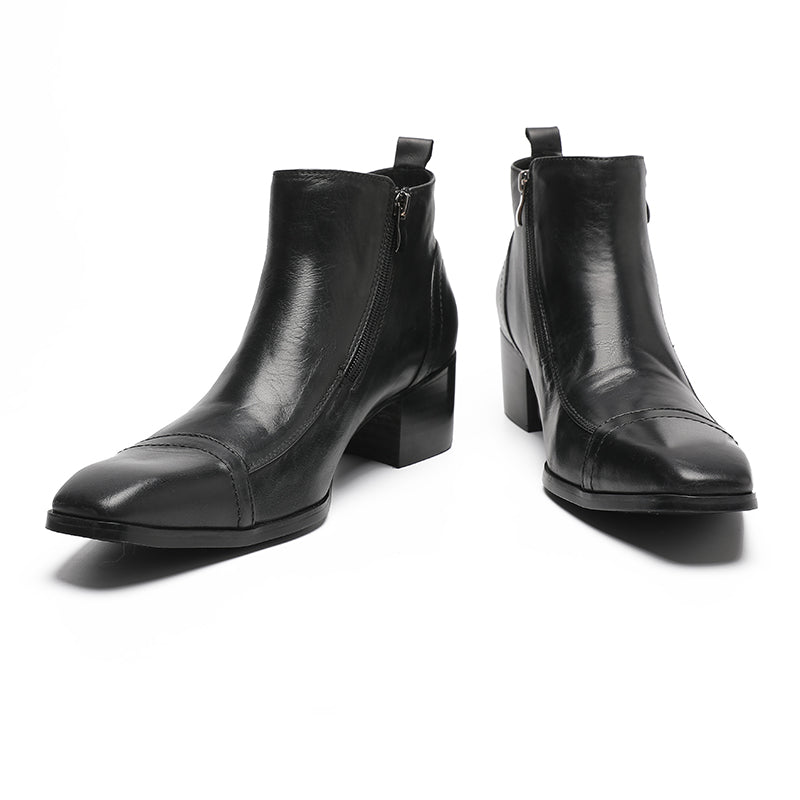 Botas occidentales con puntera y cremallera para hombre 