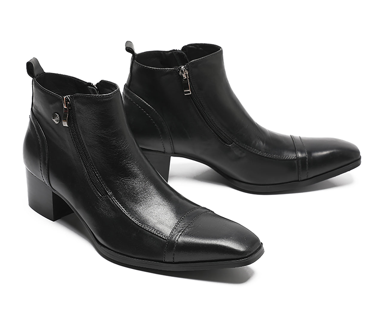 Botas occidentales con puntera y cremallera para hombre 