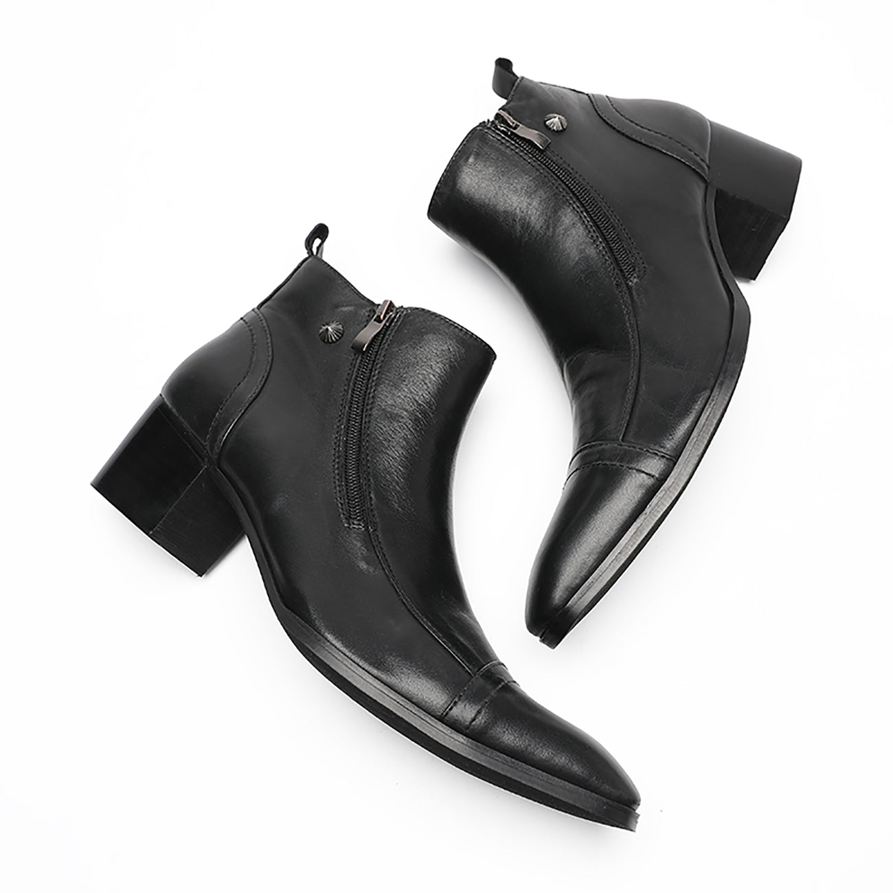 Botas occidentales con puntera y cremallera para hombre 