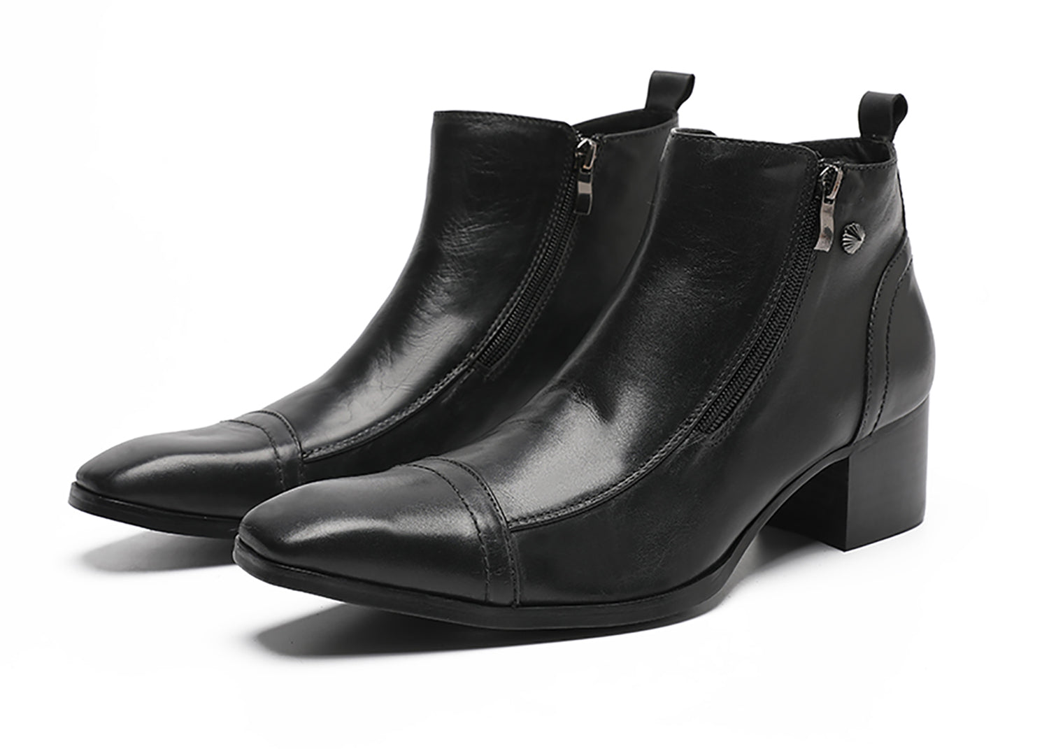 Botas occidentales con puntera y cremallera para hombre 