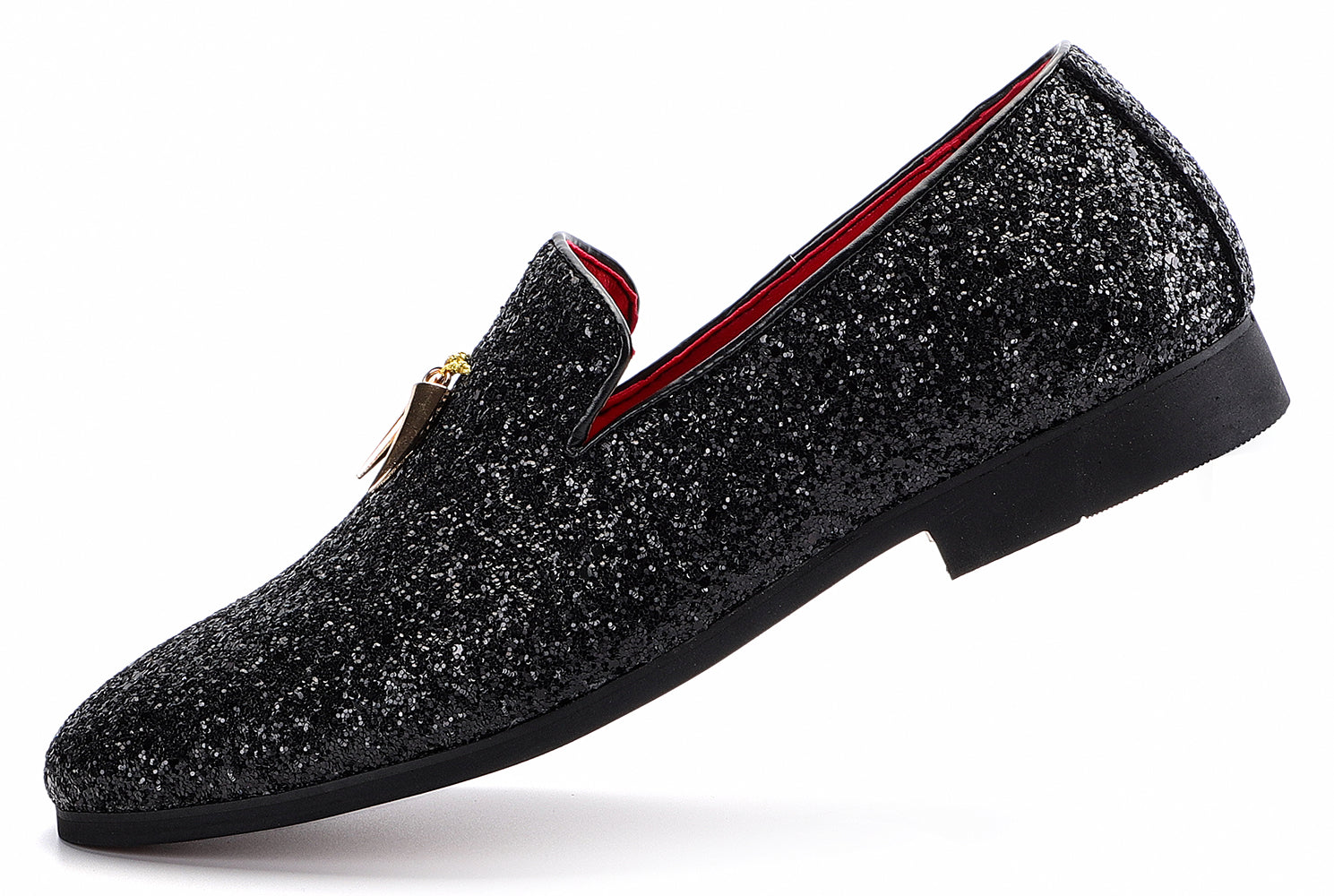 Mocasines Smoking con purpurina de hombre de color metálico 