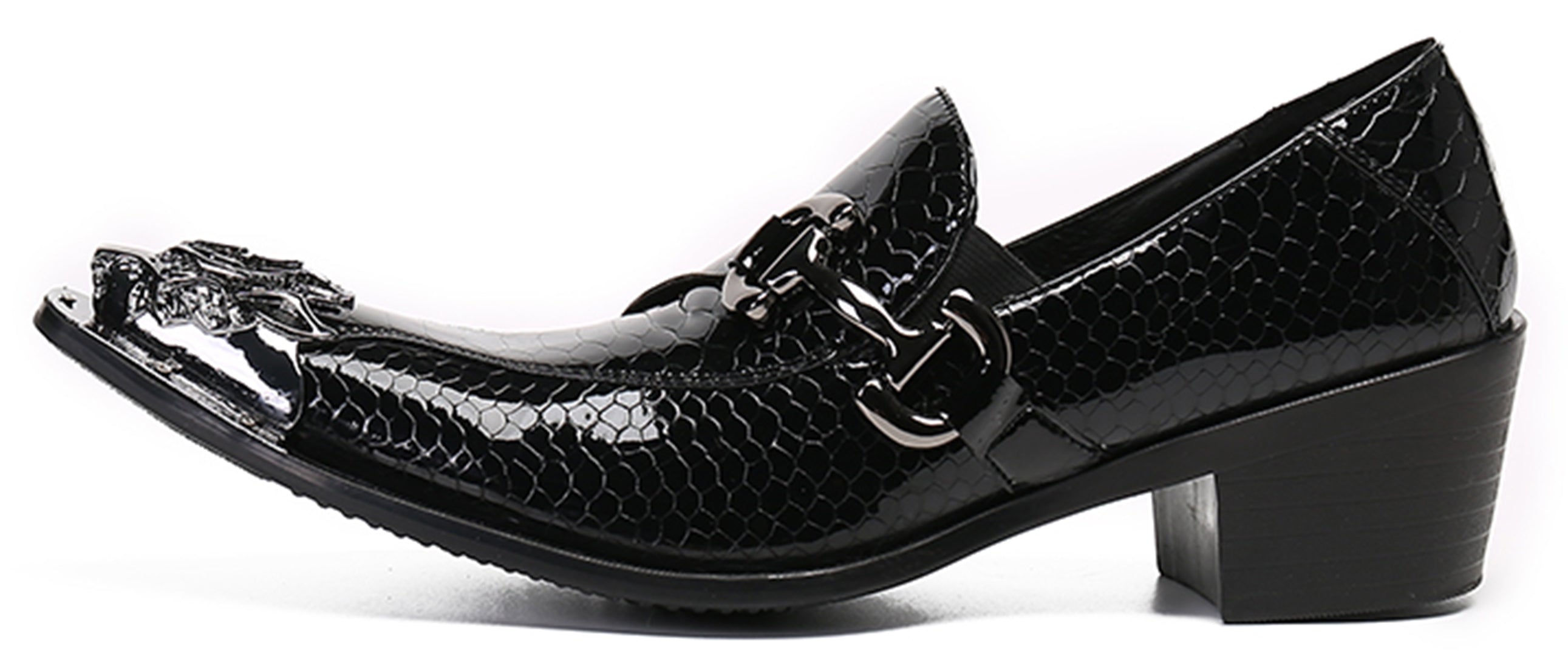 Mocasines estilo western con punta metálica de león para hombre 