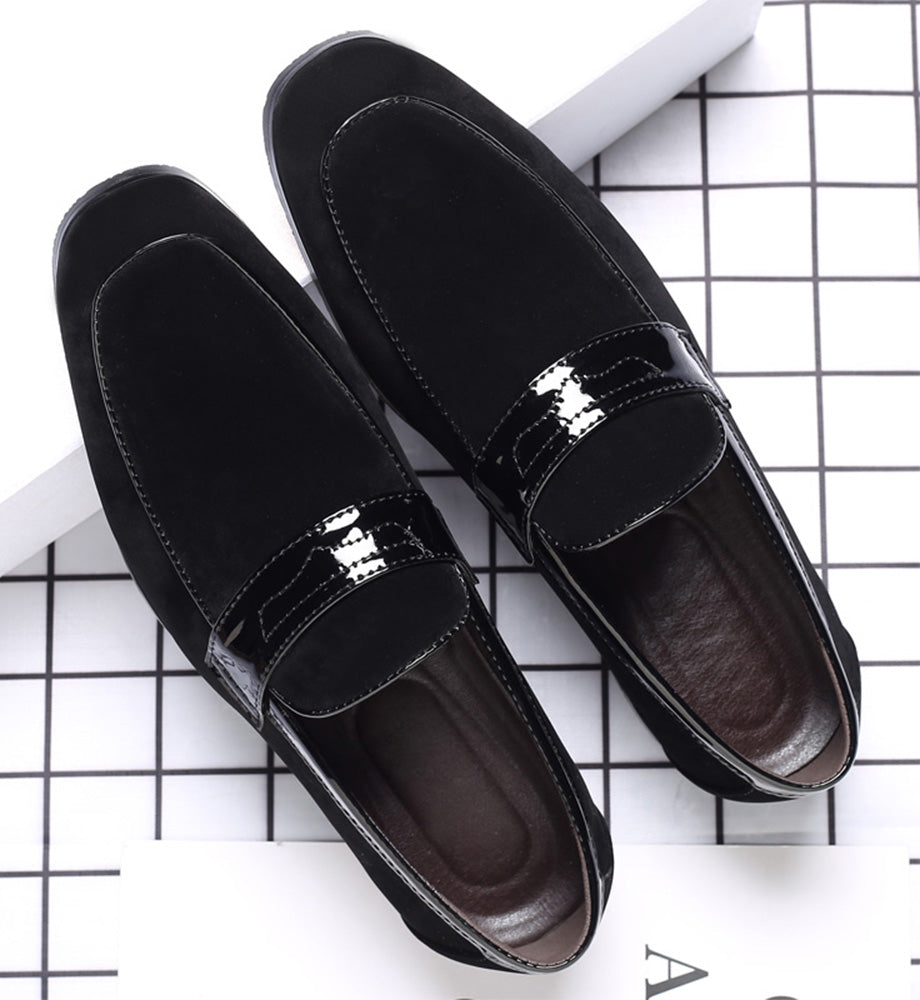 Men's Suede Penny Loafers Square Toe