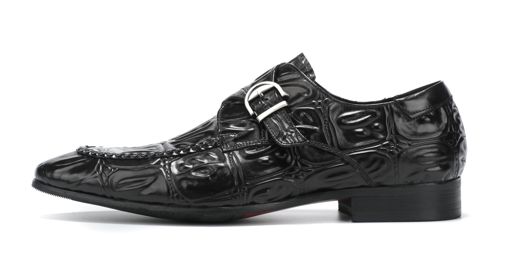 Men's Alligator Buckle Slip On Leather Loafers
