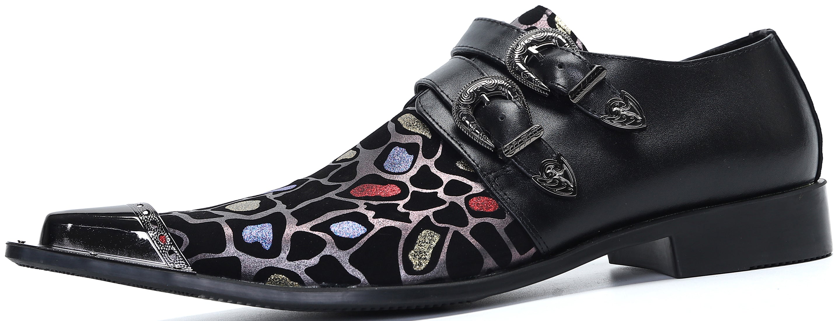 Mocasines con botones occidentales con punta de metal para hombre 