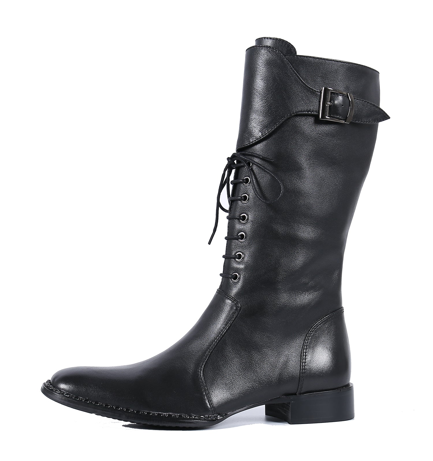 Botas occidentales de cuero con cordones y caña alta hasta la rodilla para hombre
