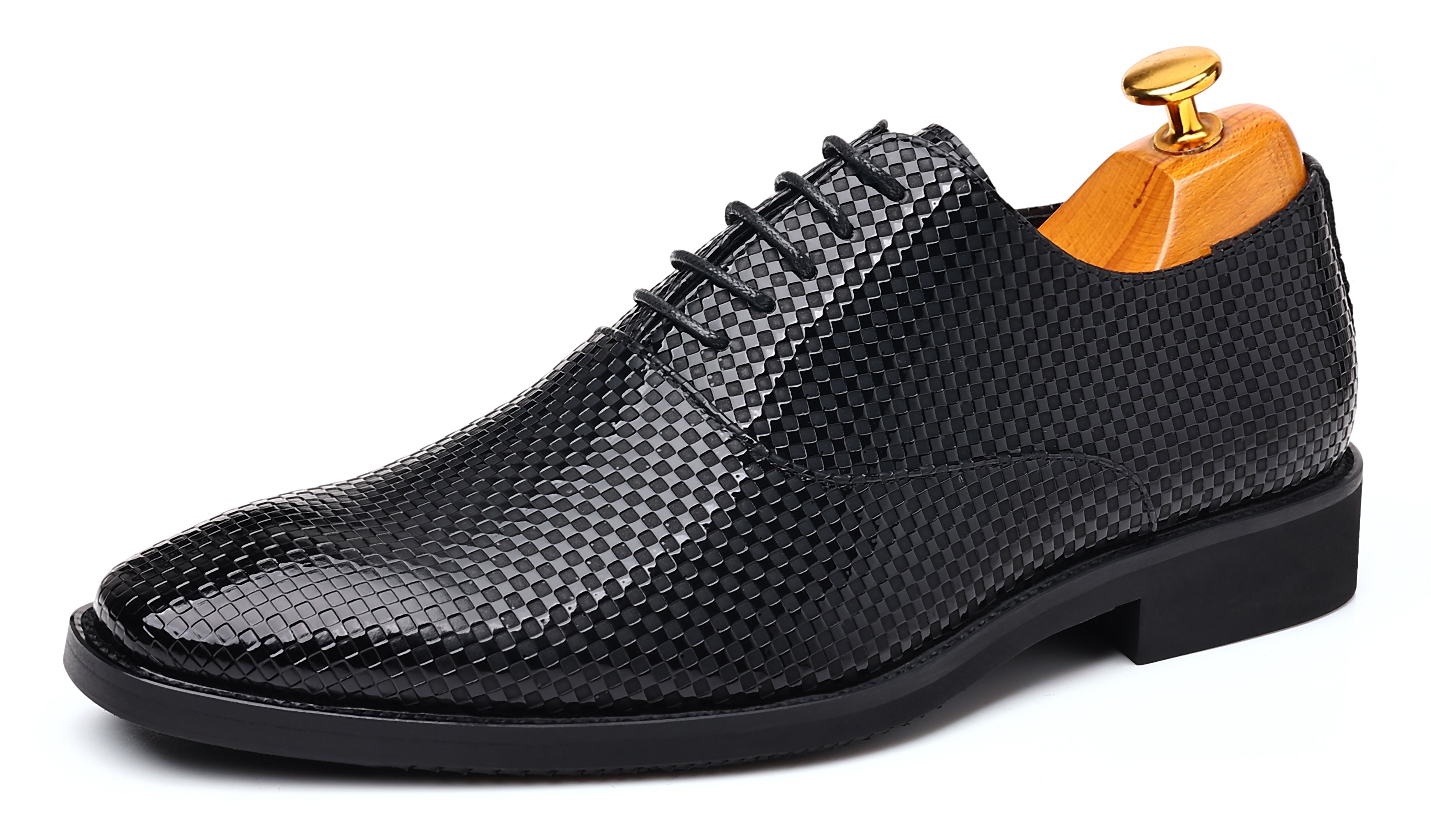 Zapatos Oxford lisos a cuadros para hombre