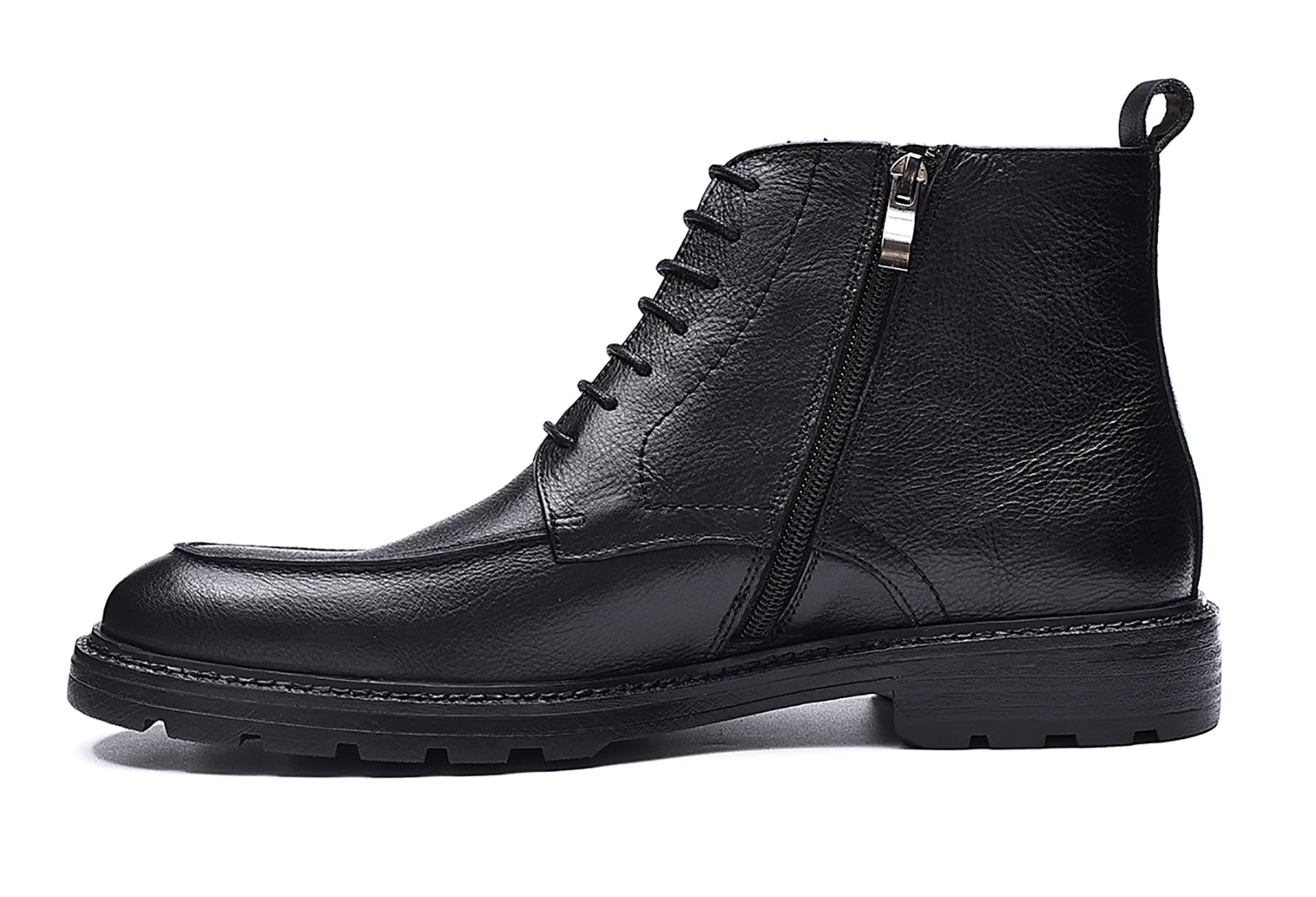 Botas de vestir retro con cremallera de cuero para hombre 