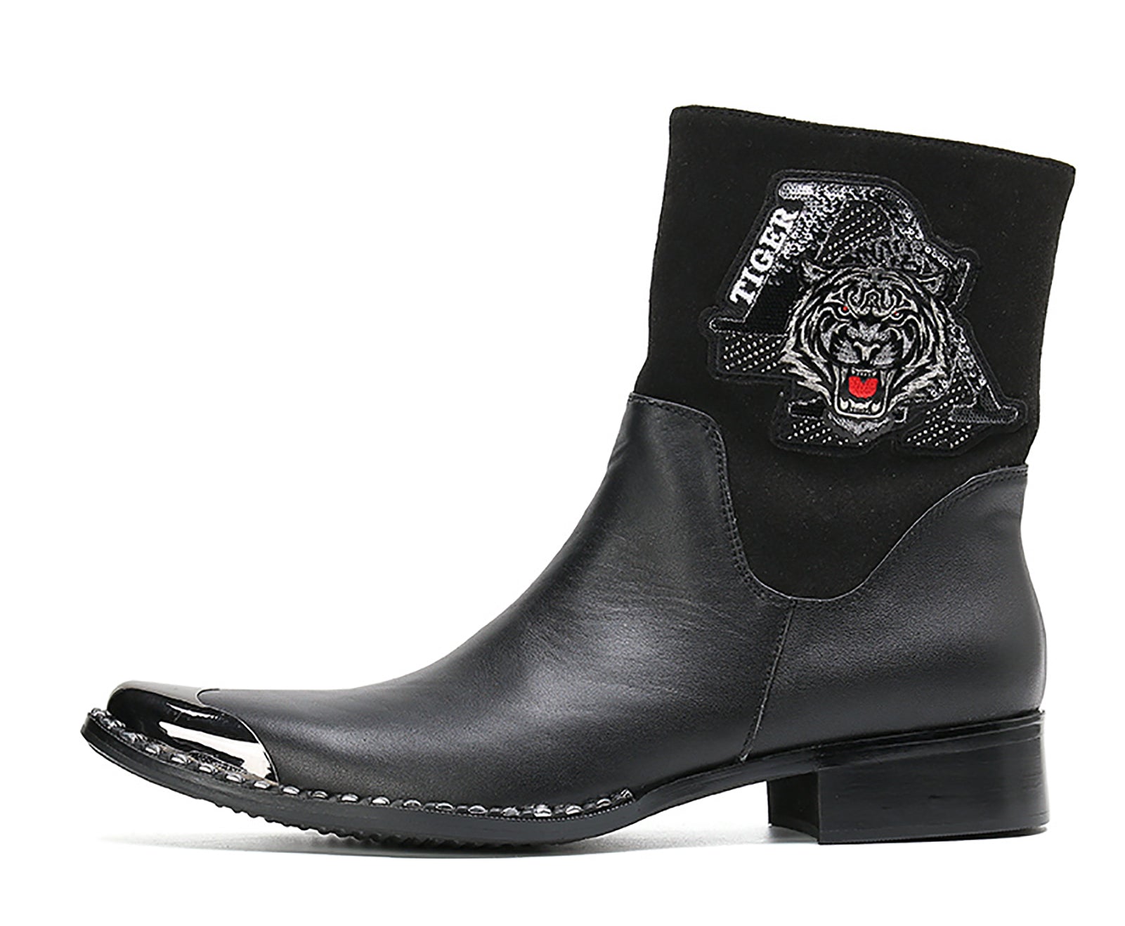 Botas vaqueras altas para hombre con punta de metal 