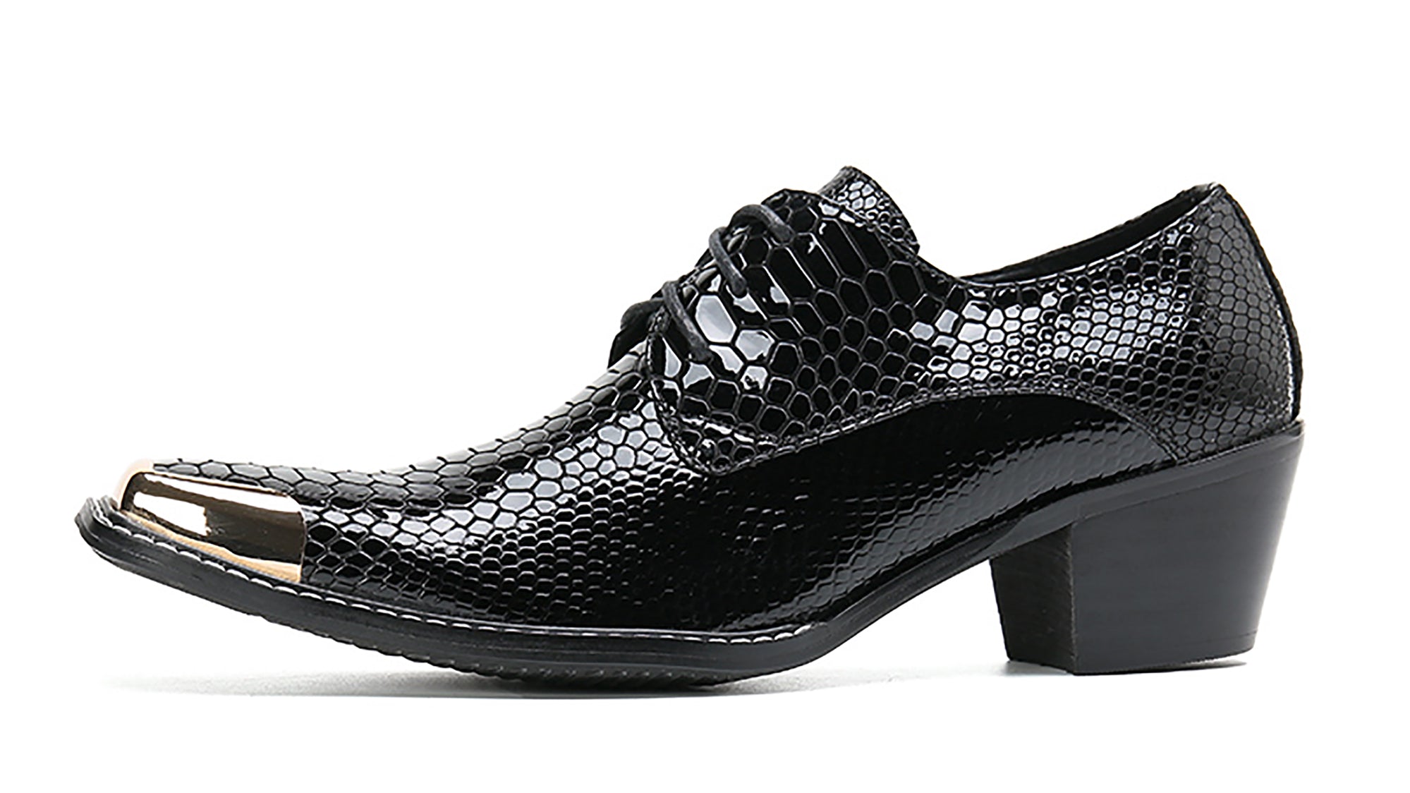 Men's Square Metal Tip Western Lace Up Shoes