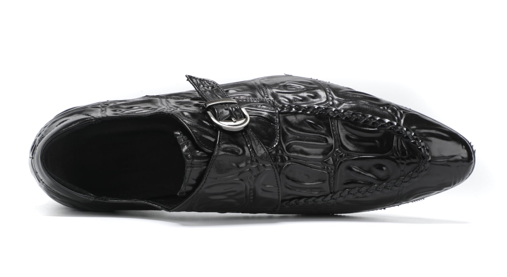 Men's Alligator Buckle Slip On Leather Loafers