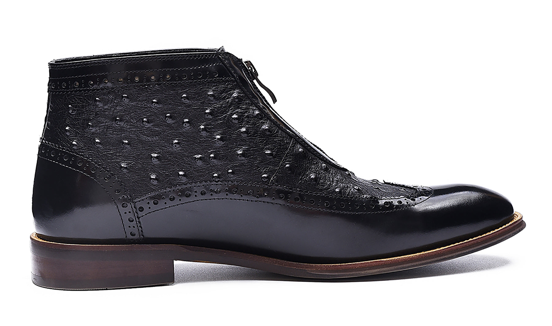 Botas occidentales de cuero con cremallera para hombre 