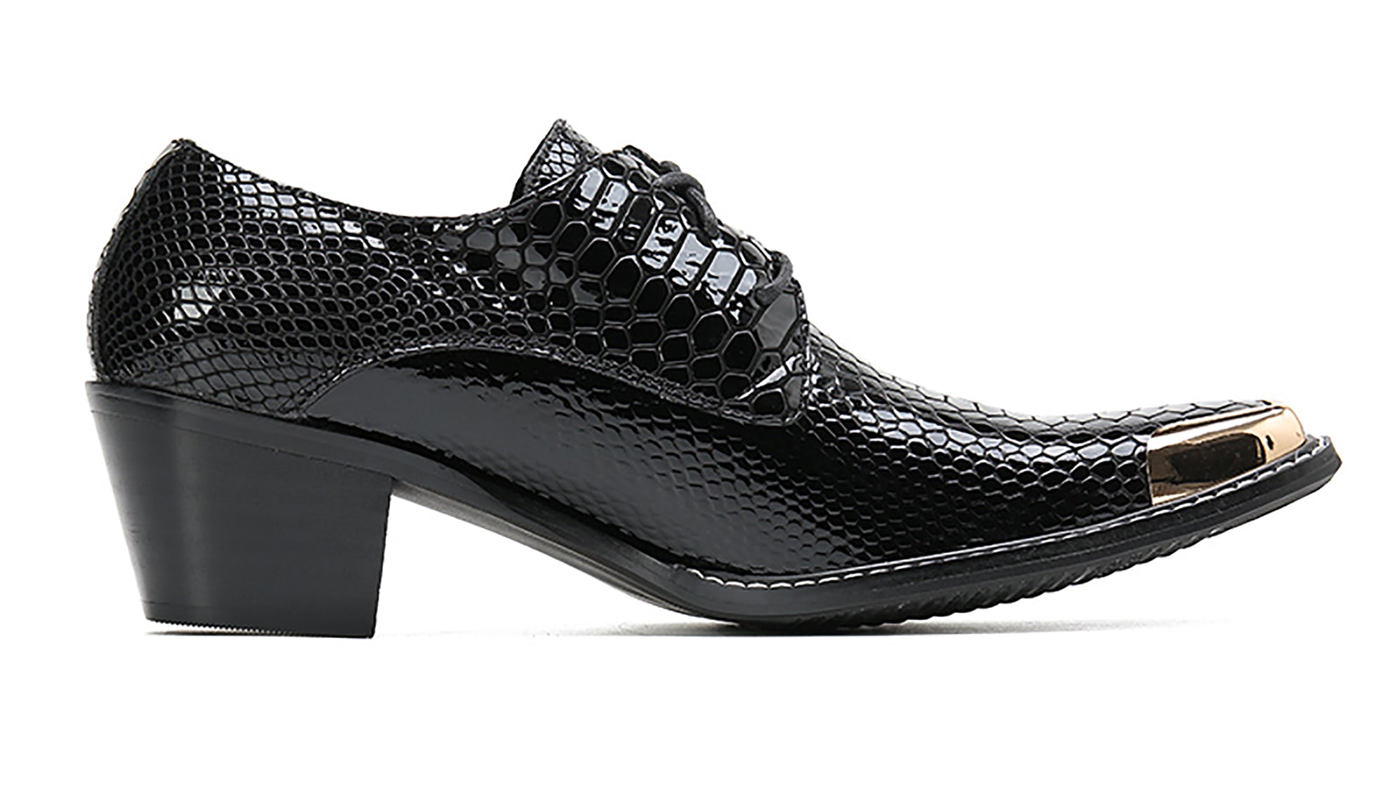 Men's Square Metal Tip Western Lace Up Shoes