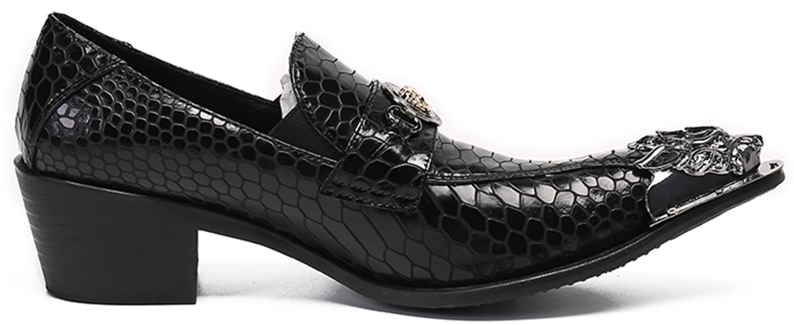 Mocasines estilo western con punta de metal para hombre 