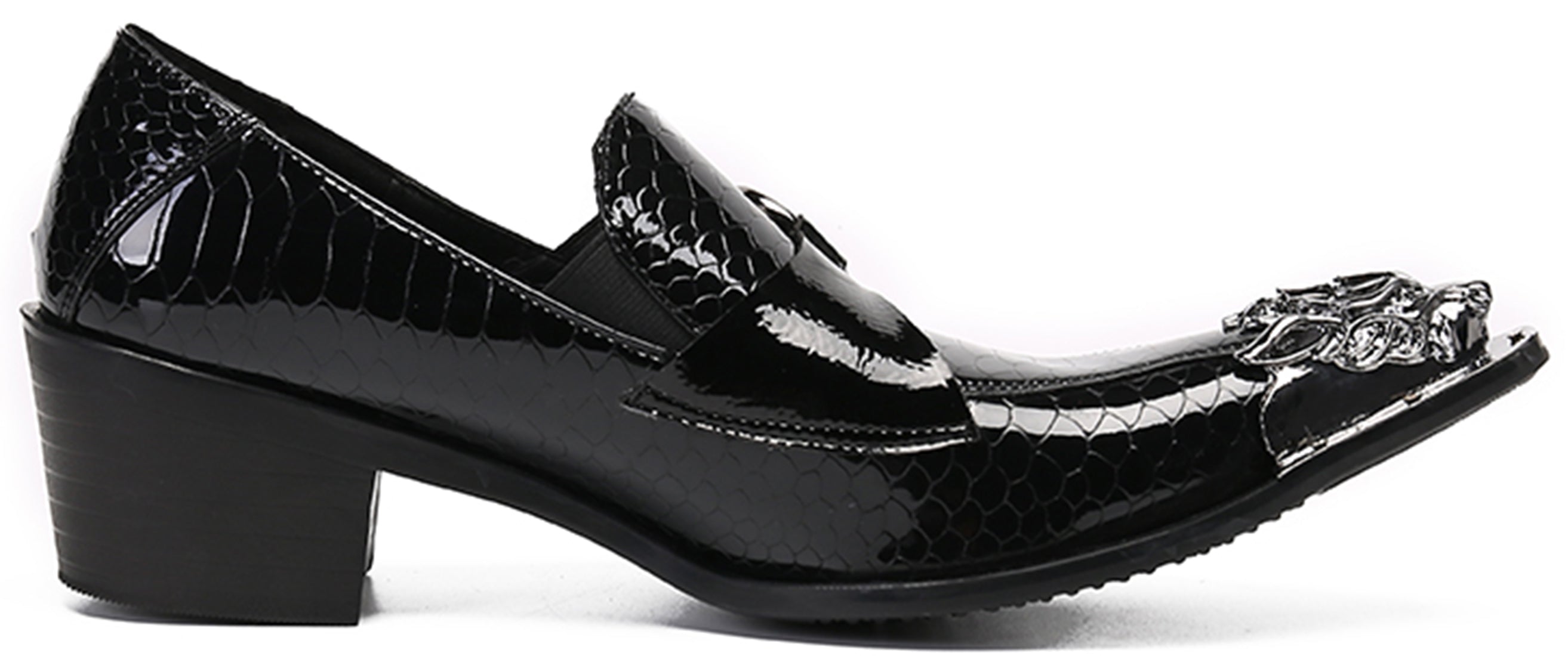Mocasines estilo western con punta metálica de león para hombre 