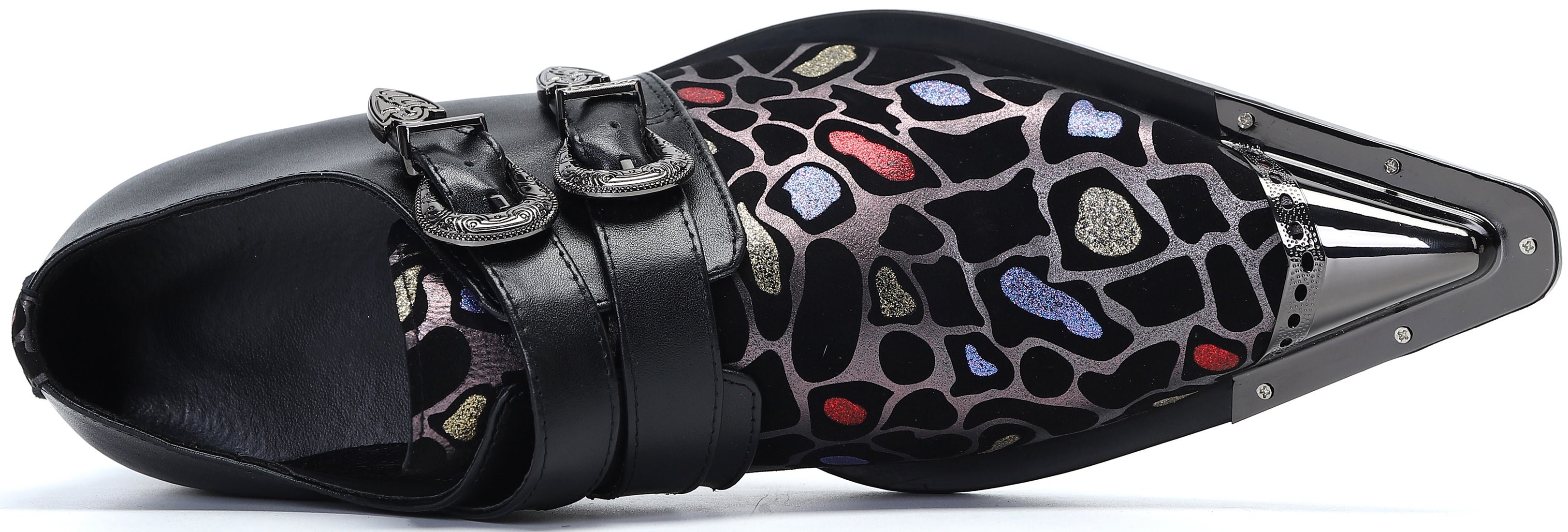 Mocasines con botones occidentales con punta de metal para hombre 