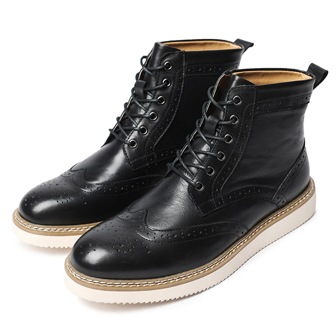 Botas de vestir con punta de ala para hombre con suela de espuma