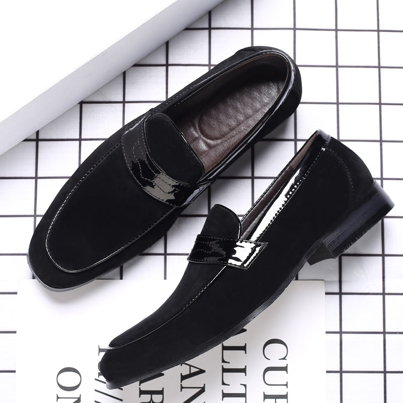 Men's Suede Penny Loafers Square Toe