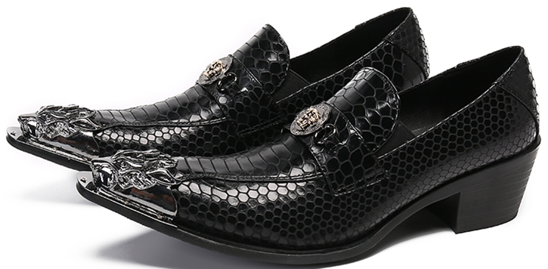 Mocasines estilo western con punta de metal para hombre 