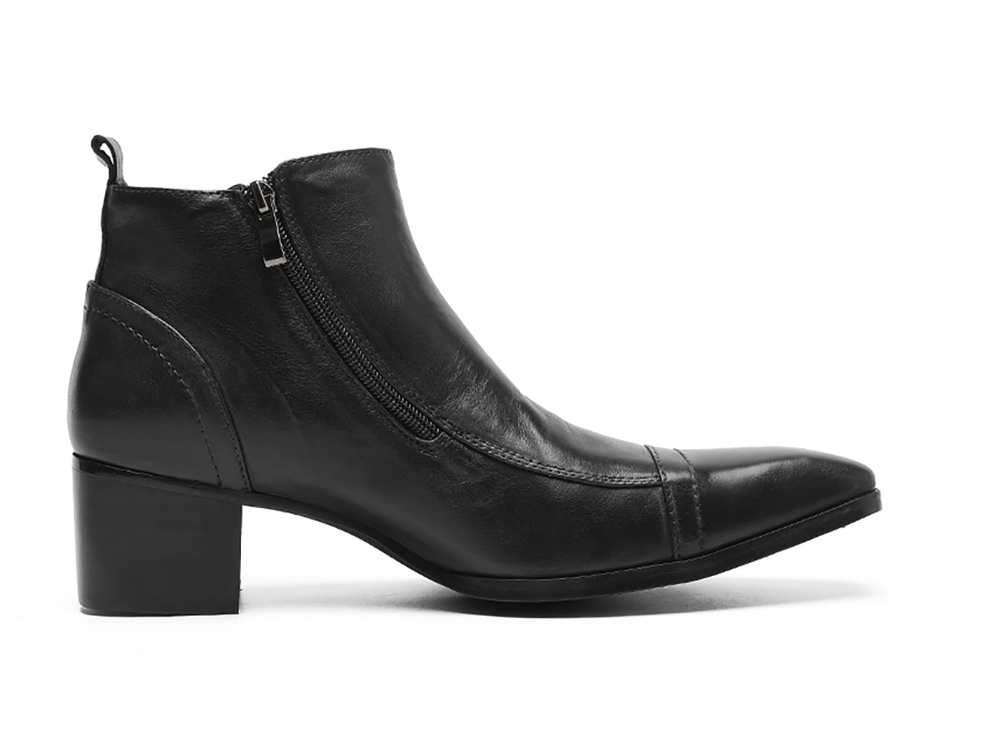 Botas occidentales con puntera y cremallera para hombre 