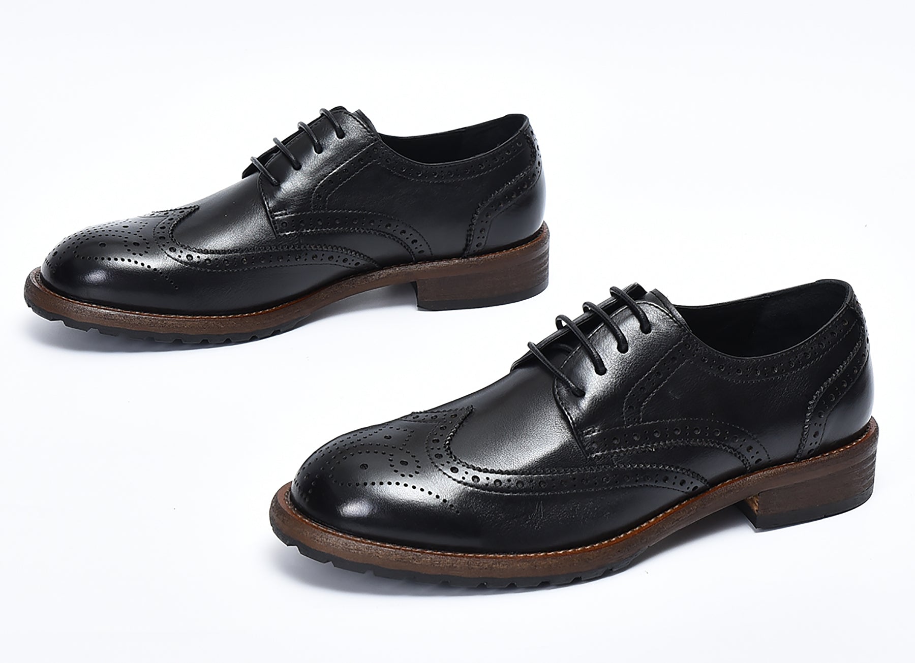 Derby de cuero brogues retro para hombre