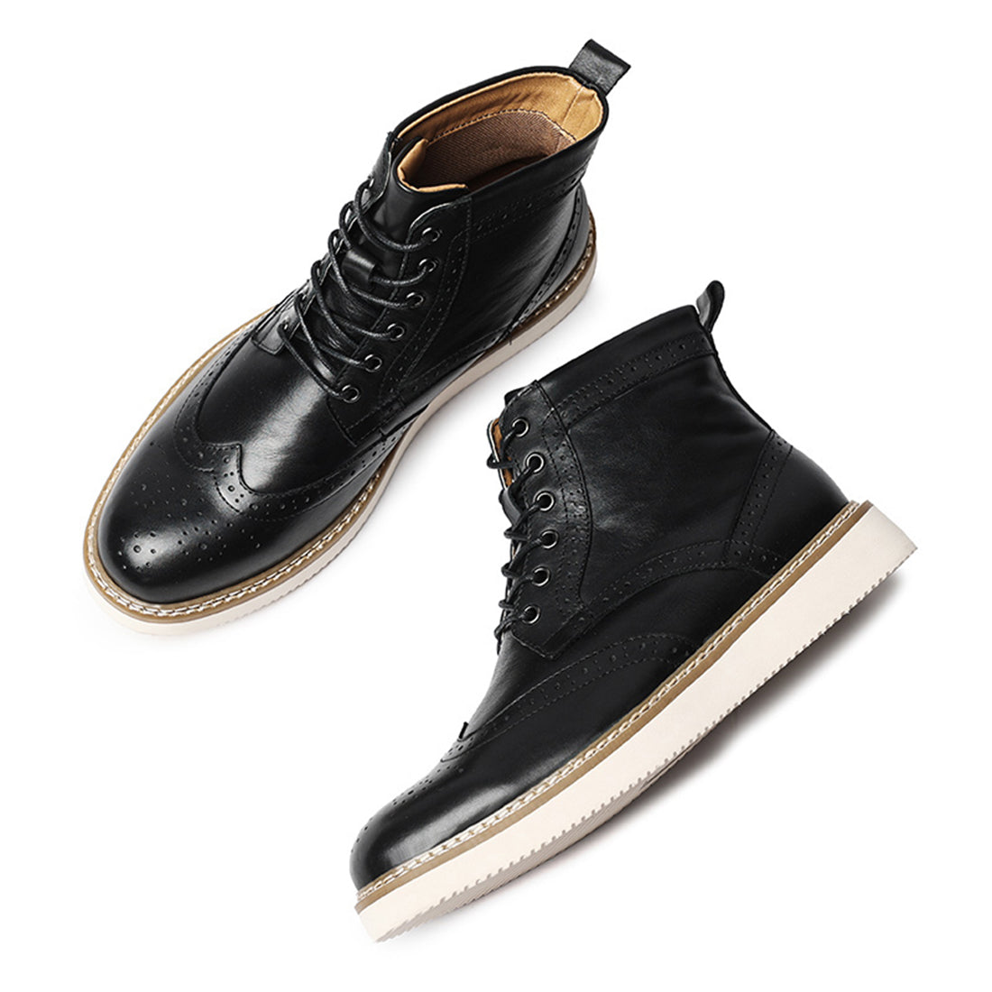 Botas de vestir con punta de ala para hombre con suela de espuma