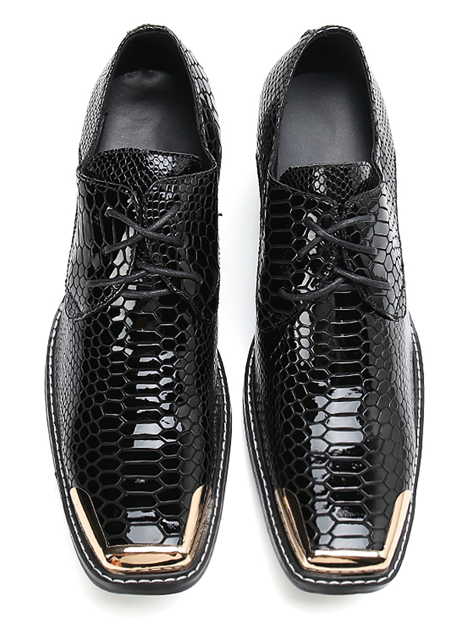 Men's Square Metal Tip Western Lace Up Shoes