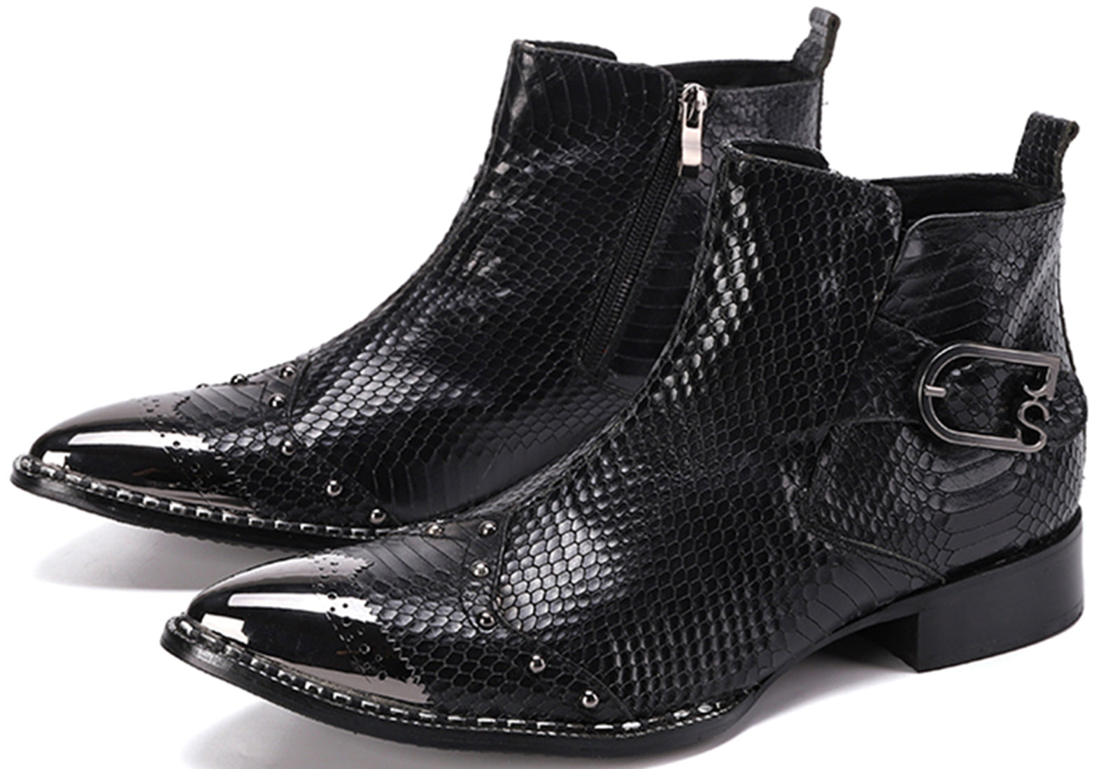 Botas vaqueras de moda para hombre con punta de metal 