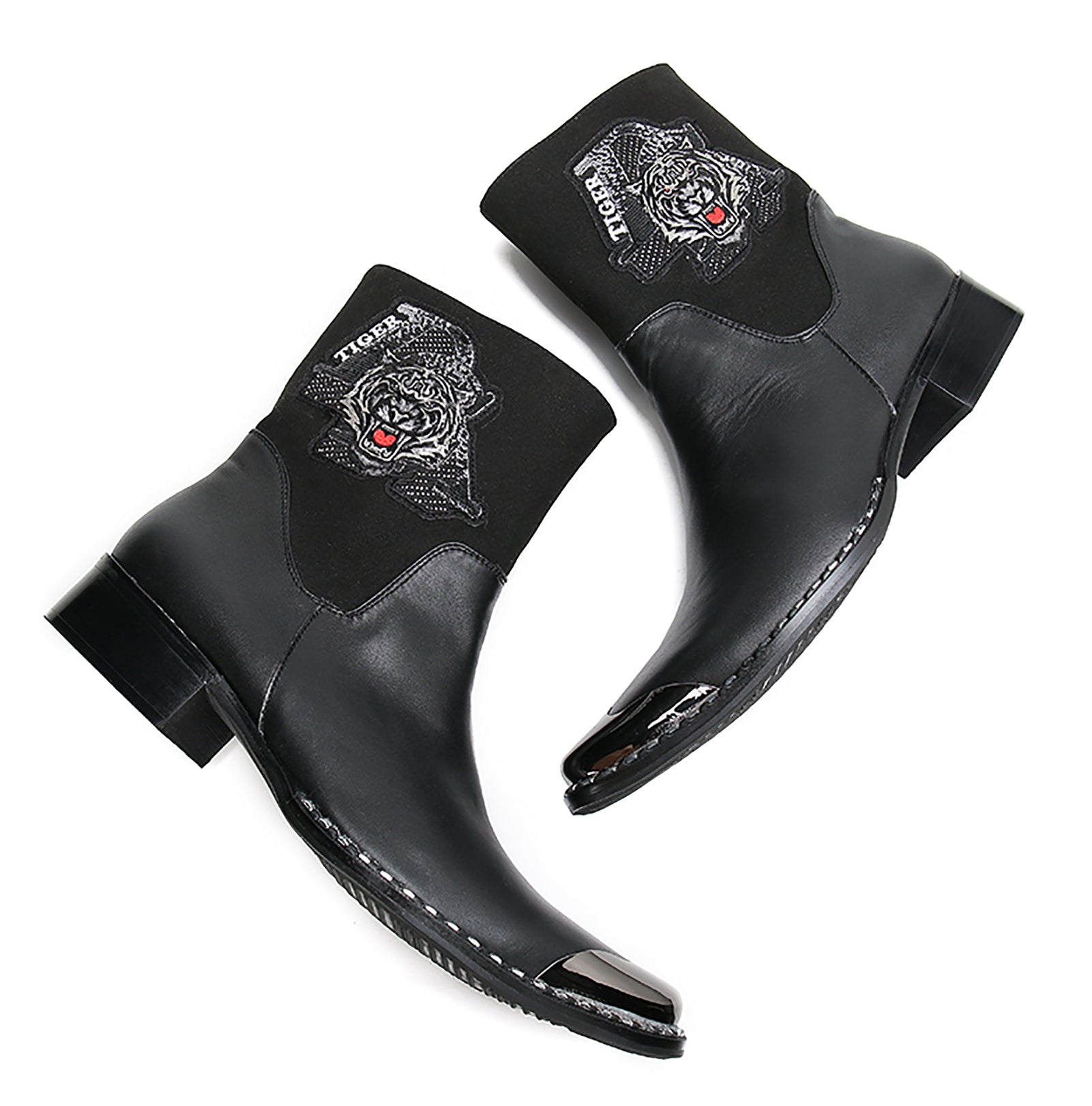 Botas vaqueras altas para hombre con punta de metal 