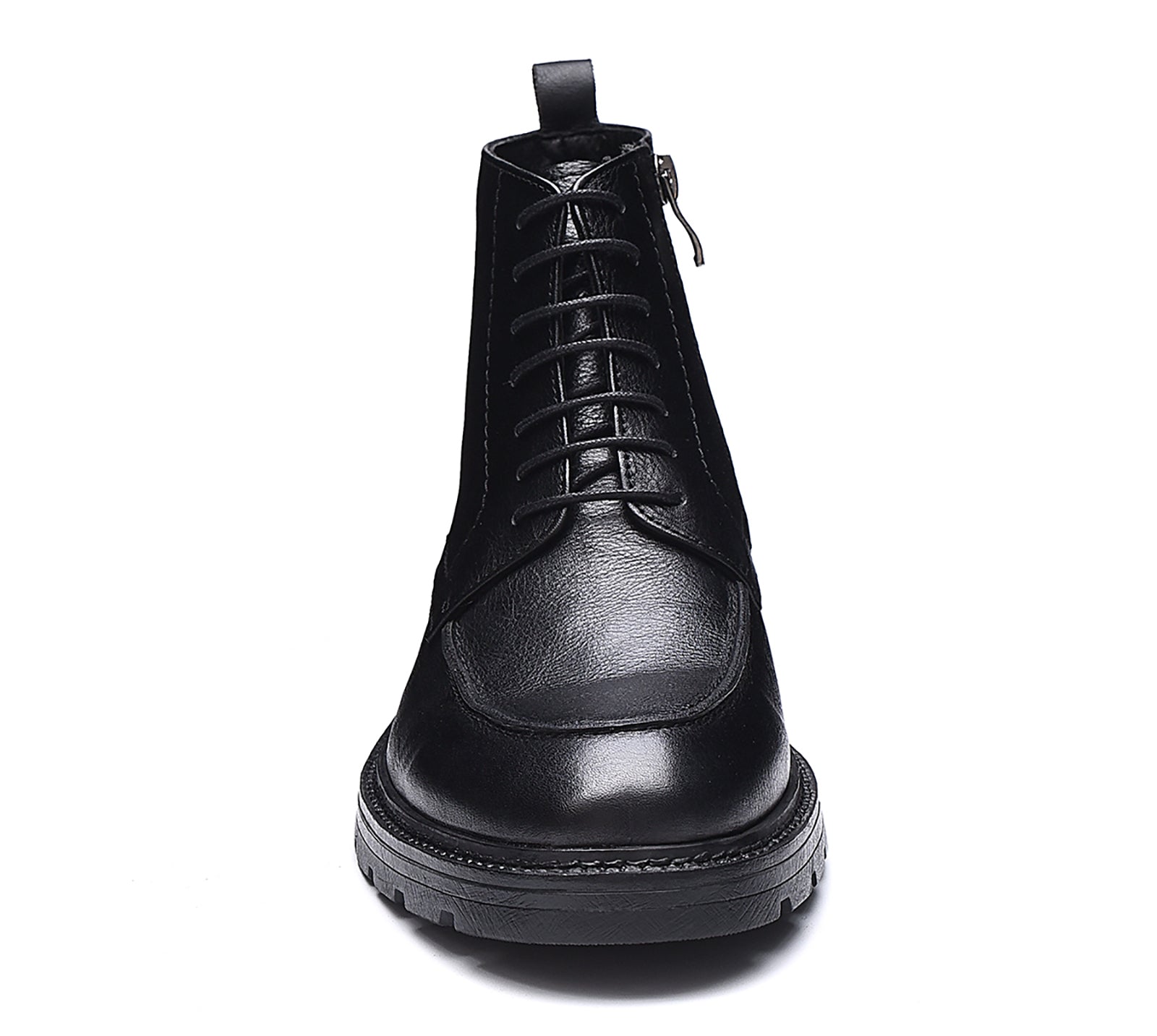 Botas de vestir retro con cremallera de cuero para hombre 