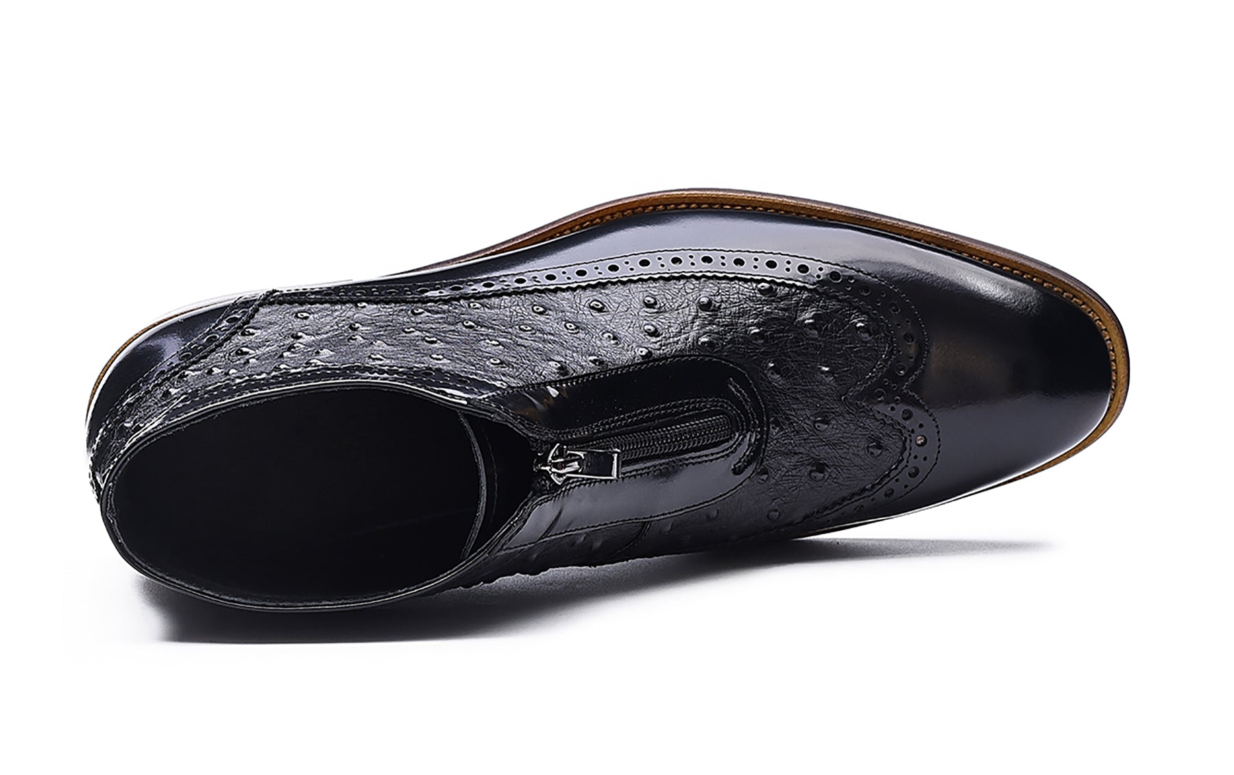 Botas occidentales de cuero con cremallera para hombre 