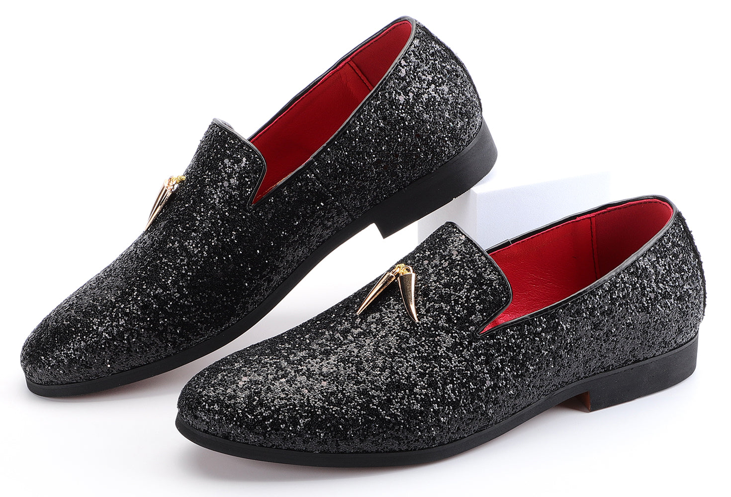 Mocasines Smoking con purpurina de hombre de color metálico 