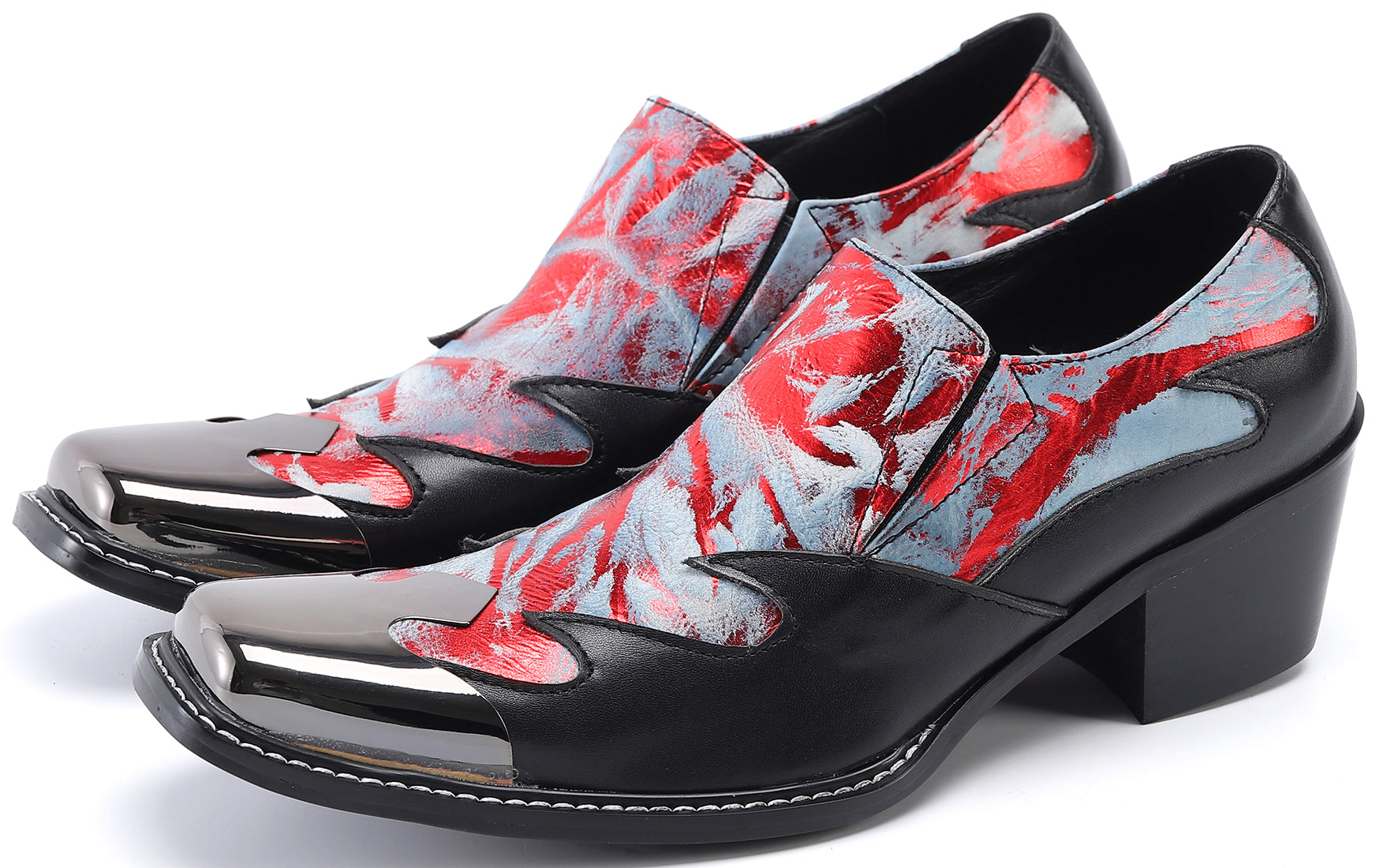 Mocasines estilo western con punta metálica cuadrada para hombre 