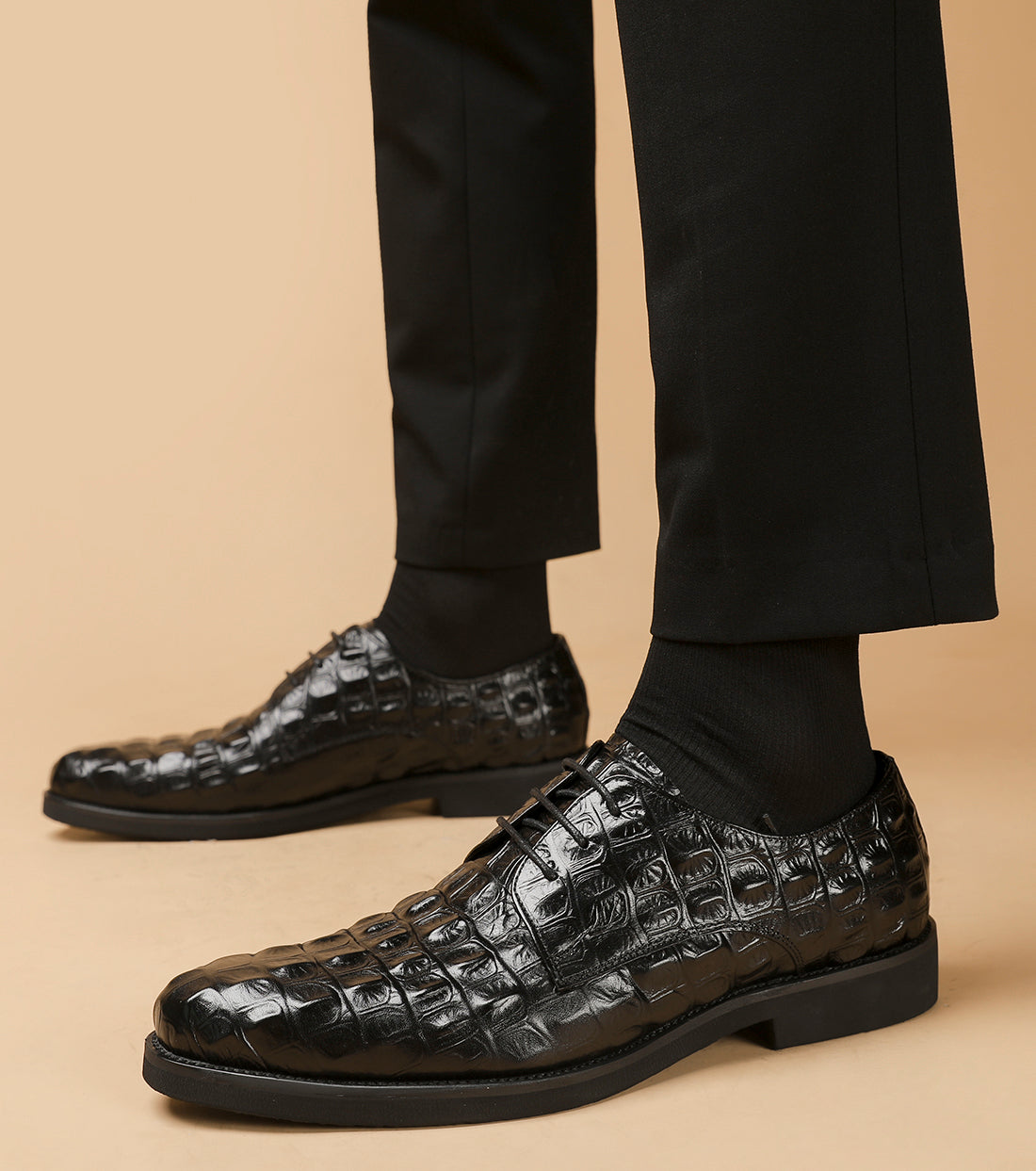 Zapatos cómodos Derby de piel con cordones para hombre 
