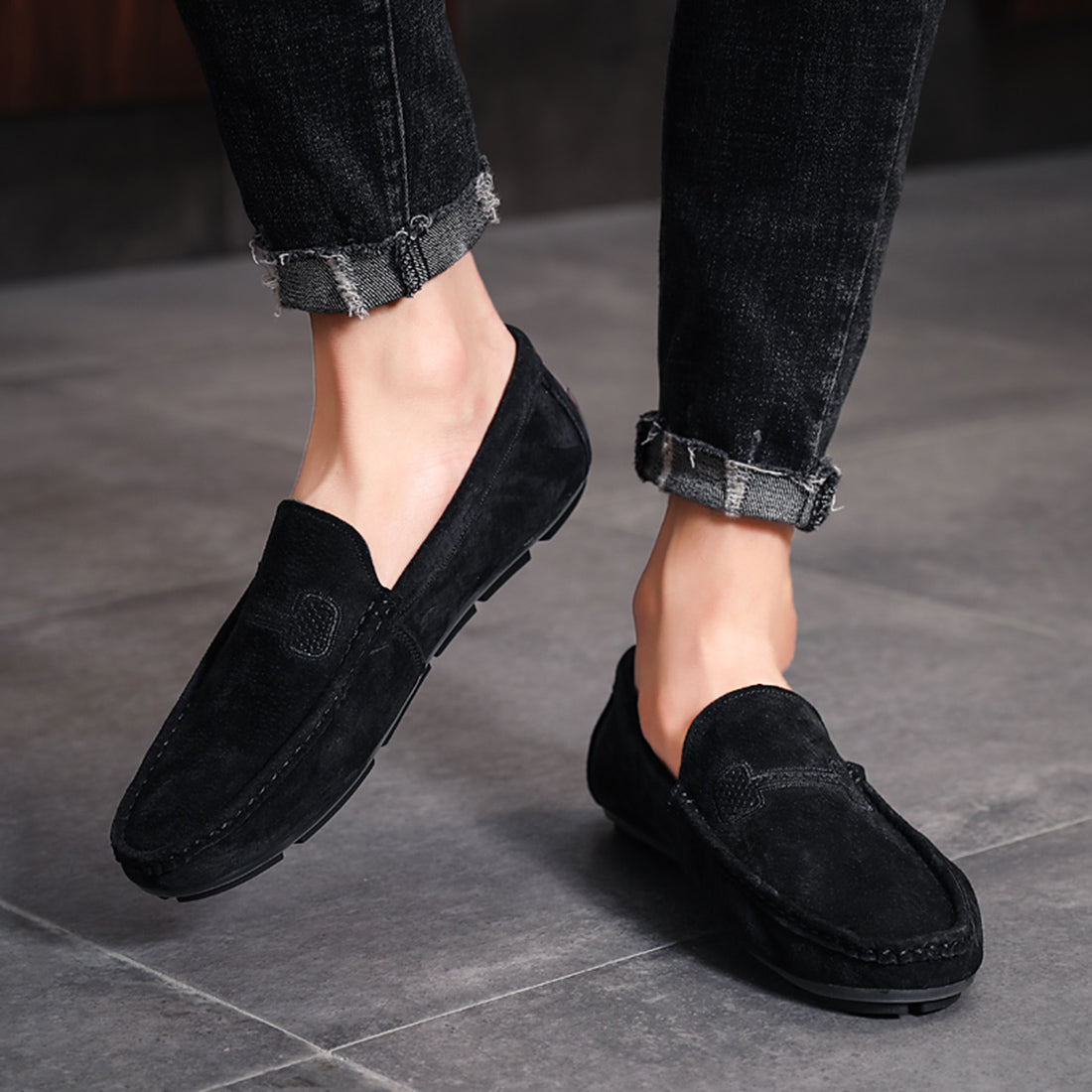 Mocasines de conducción con costuras para hombre