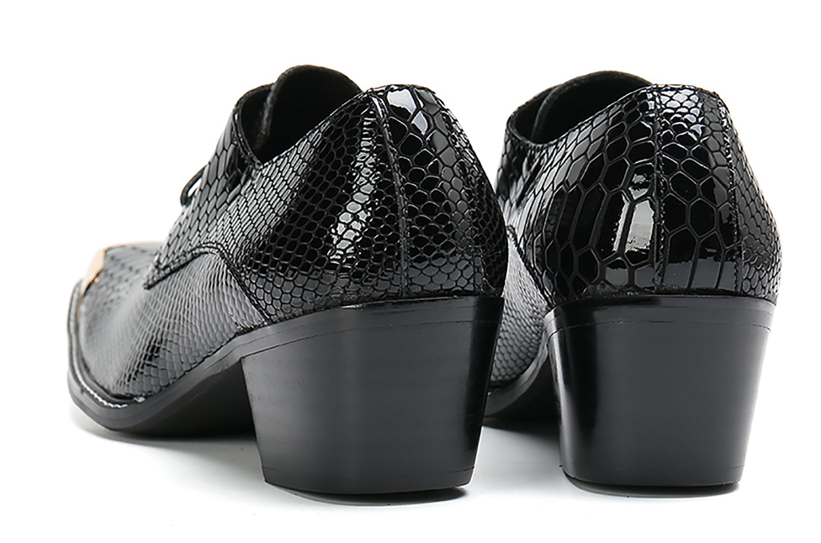 Men's Square Metal Tip Western Lace Up Shoes