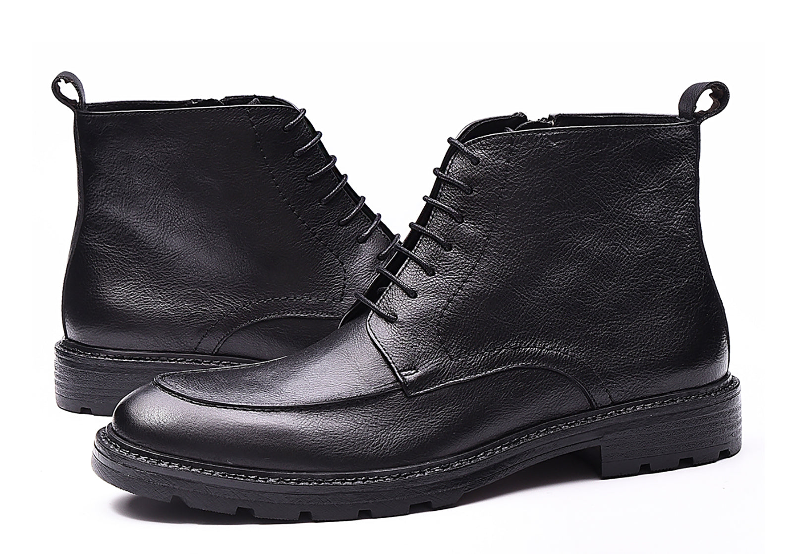 Botas de vestir retro con cremallera de cuero para hombre 