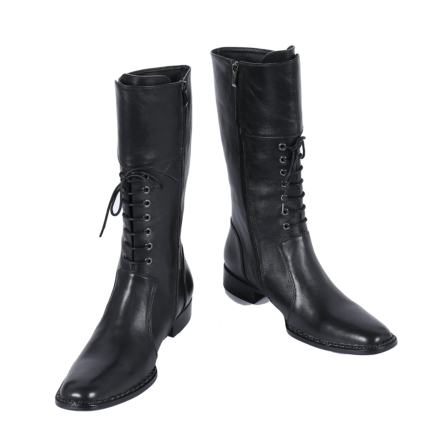 Botas occidentales de cuero con cordones y caña alta hasta la rodilla para hombre