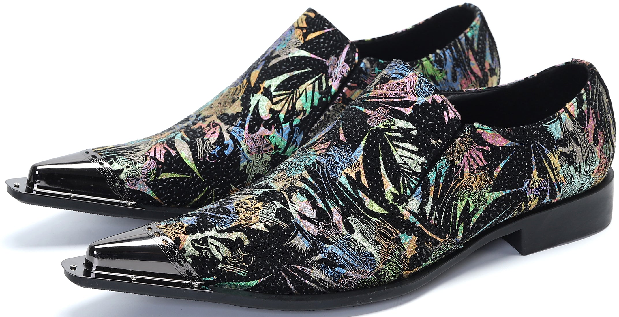 Men's Metal Tip Western Graphic Print Loafers