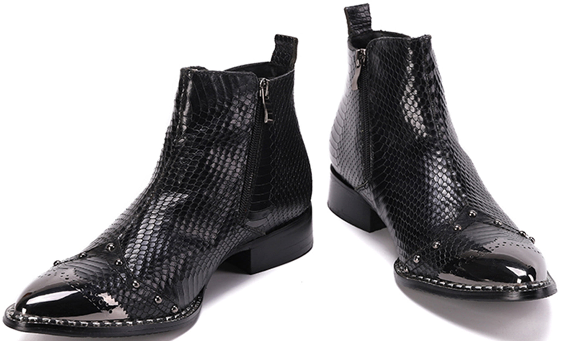 Botas vaqueras de moda para hombre con punta de metal 