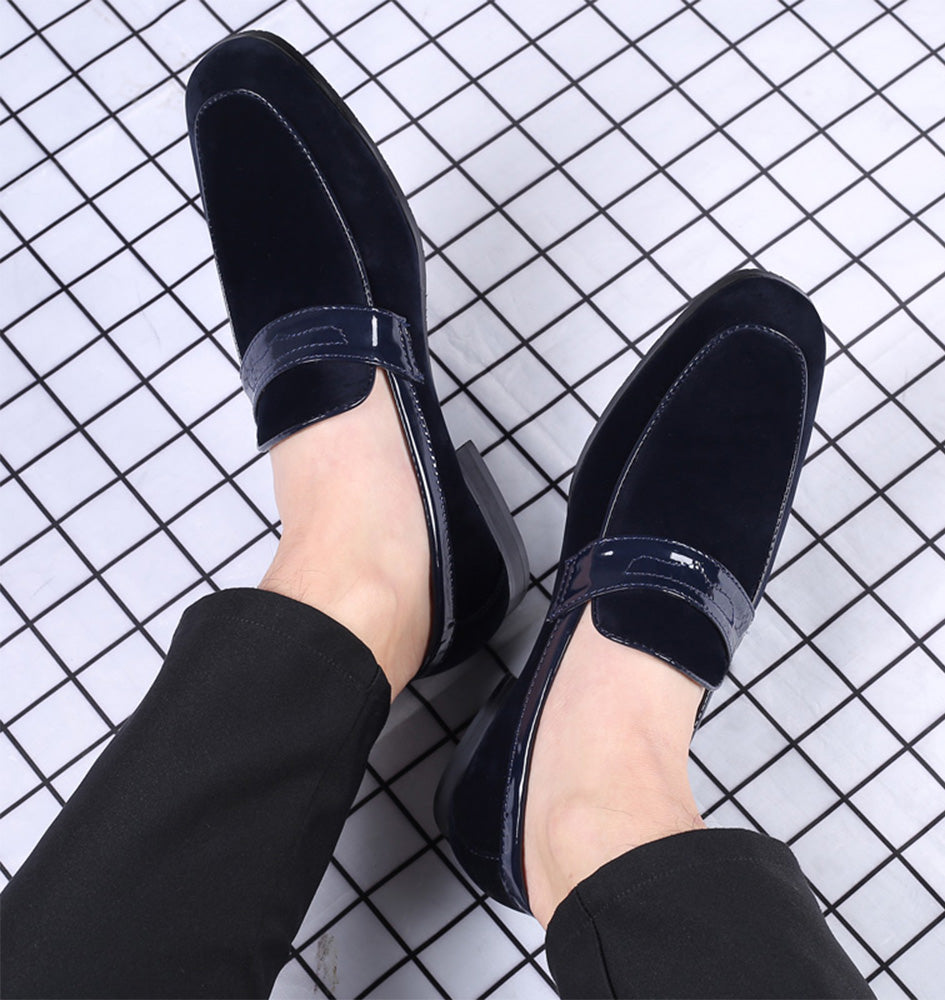 Men's Suede Penny Loafers Square Toe