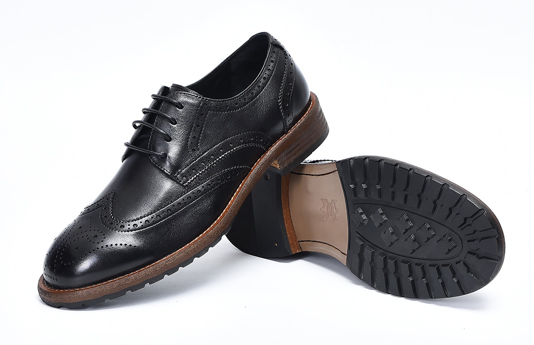 Derby de cuero brogues retro para hombre