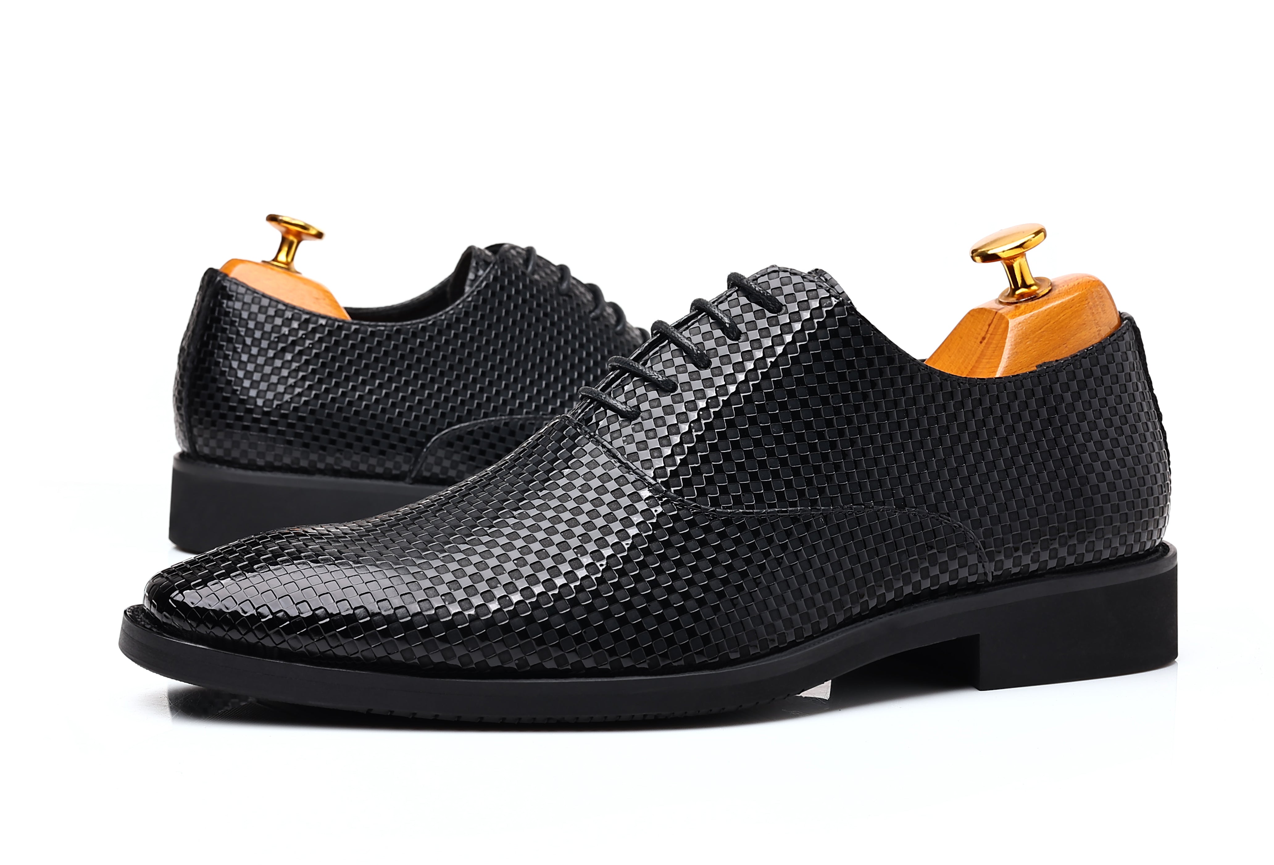 Zapatos Oxford lisos a cuadros para hombre