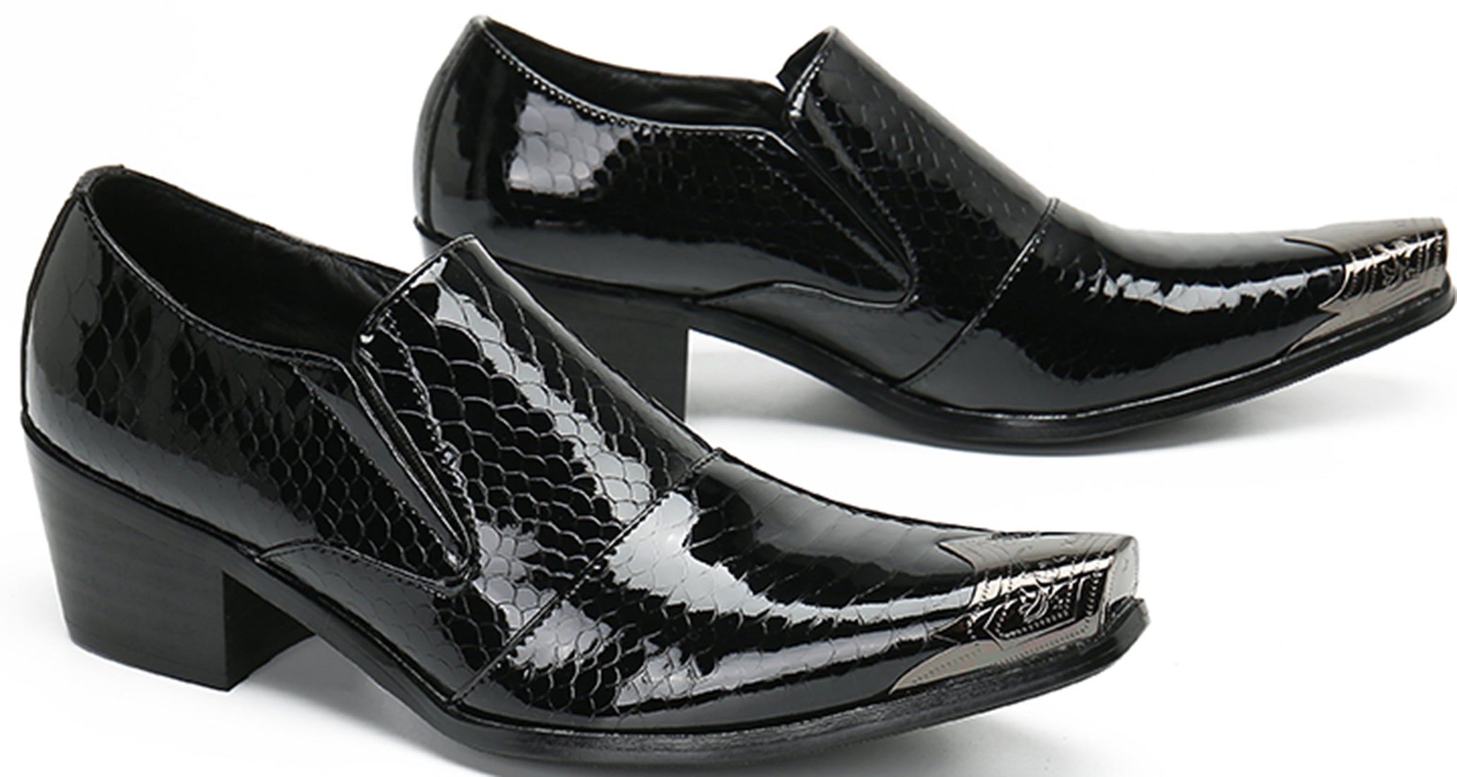 Men's Metal Tip Rivet Cuban Heel Opera Pumps