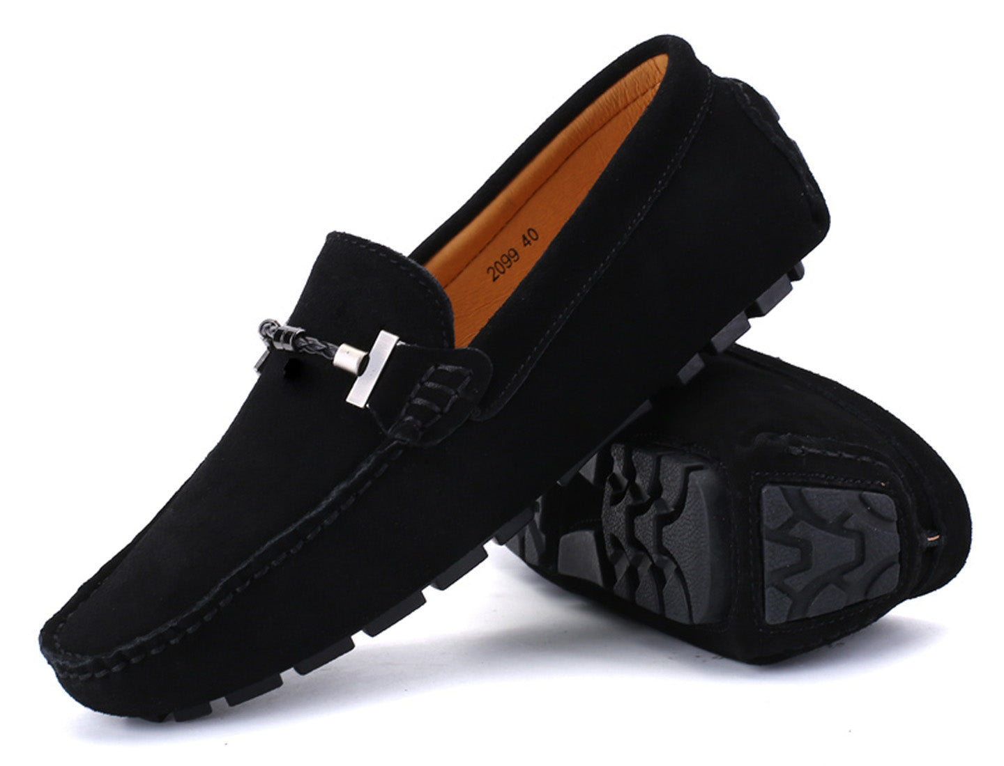 Mocasines de conducción con herrajes para cinturón para hombre