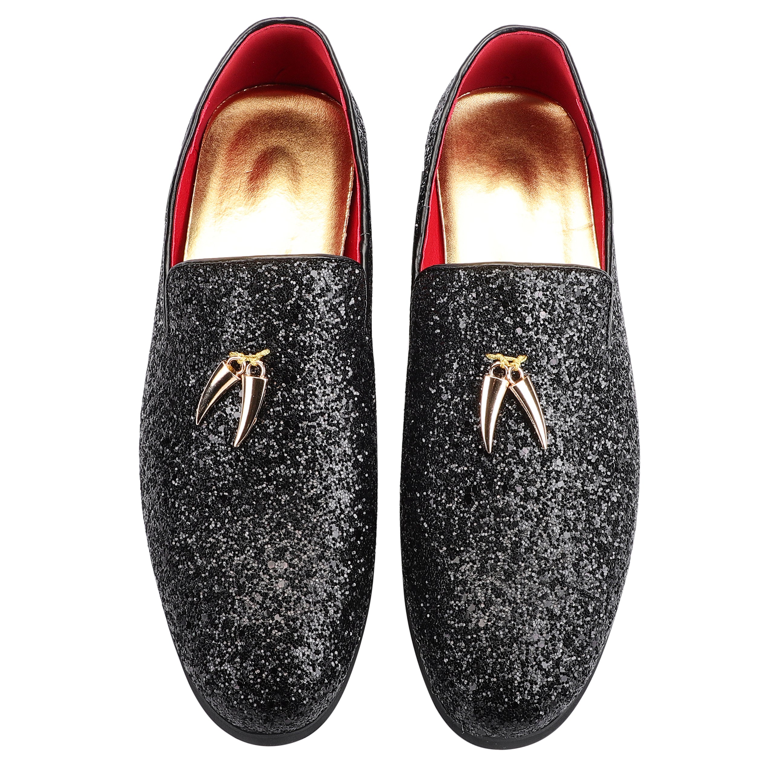 Mocasines Smoking con purpurina de hombre de color metálico 