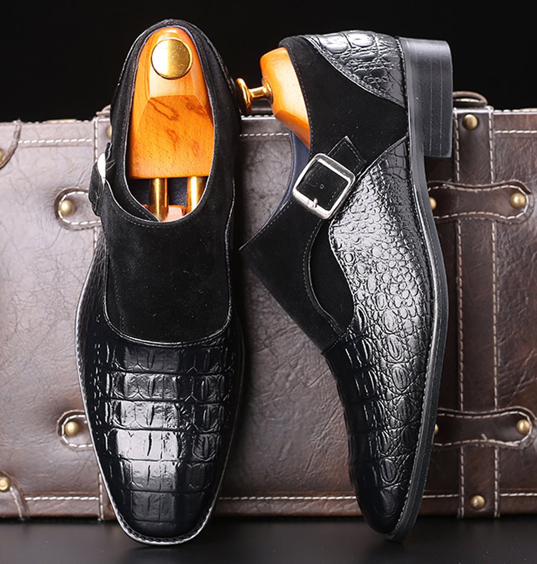 Mocasines para fumar de ante de cocodrilo para hombre