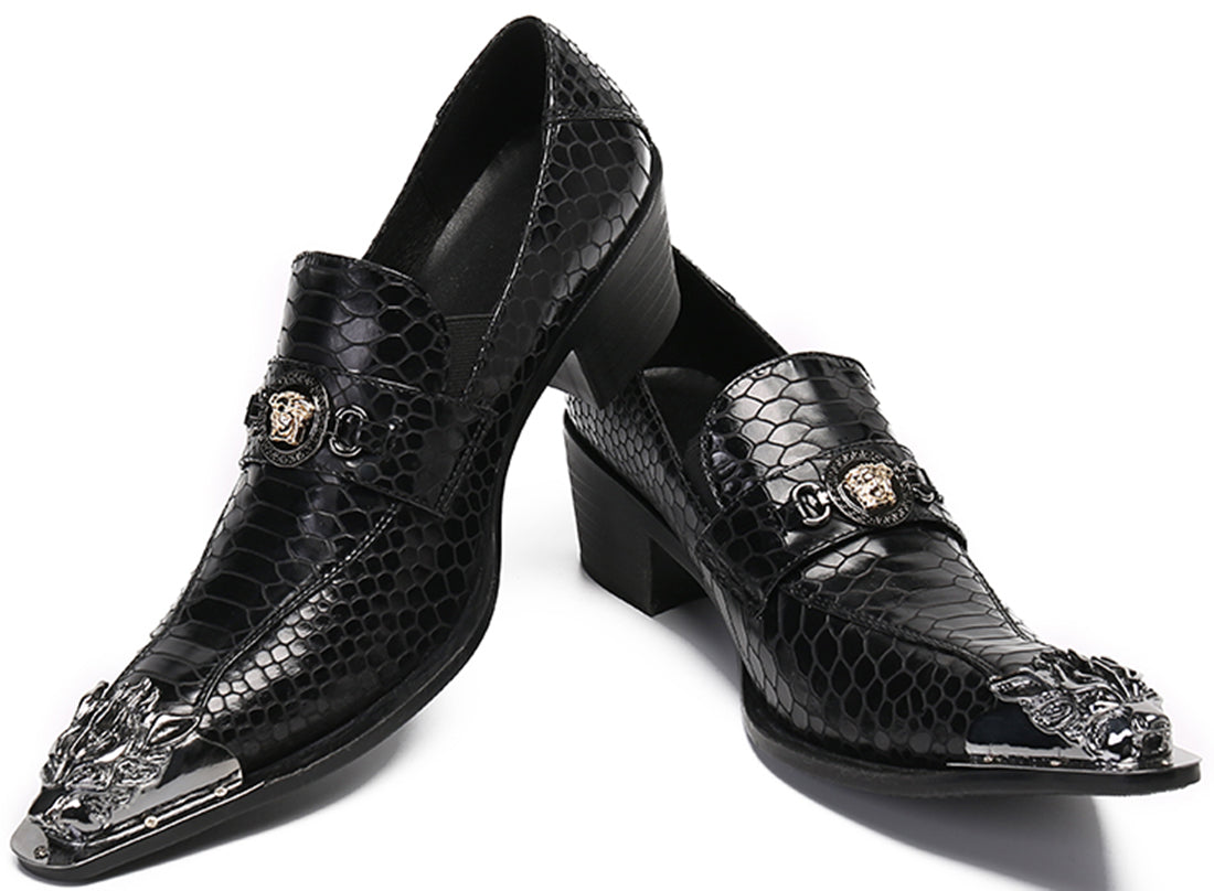 Mocasines estilo western con punta de metal para hombre 
